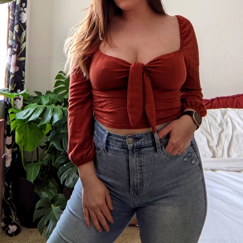 Wild Fable Terracotta Milk Maid Crop Top